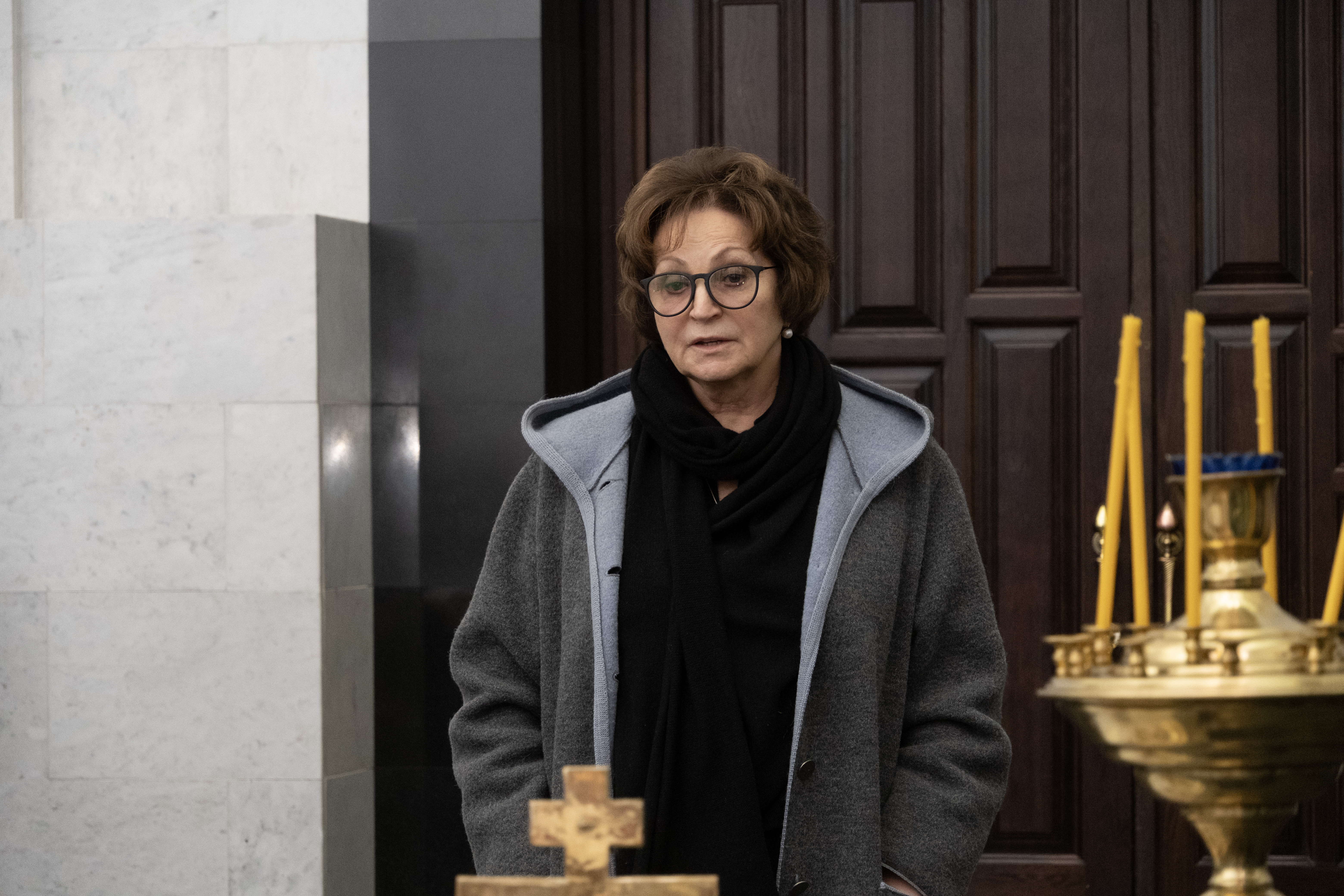 Прощание с председателем Центрального Совета Всесоюзной пионерской организации им. В.И. Ленина при ЦК ВЛКСМ (1971-1984), депутатом Госдумы 1-го созыва (1993-1995) Алевтиной Федуловой в малом ритуальном зале ЦКБ в Москве. 9 февраля 2026 г. Федулова скончавшейся 5 февраля на 86-м году жизни. © Фото: Дмитрий Волин/Кремлевский холм