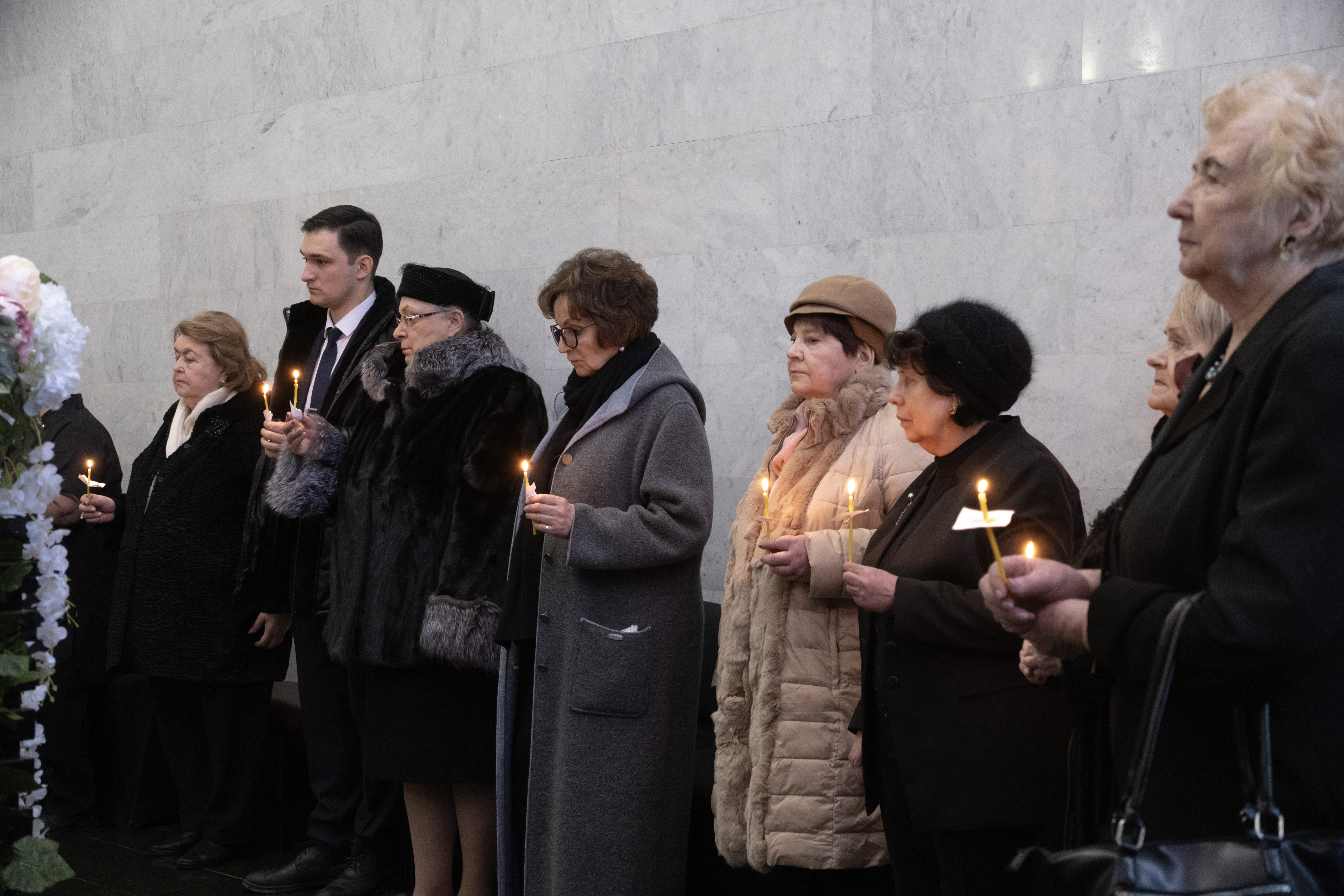 Отпевание во время церемонии прощания с Алевтиной Федуловой в малом ритуальном зале ЦКБ в Москве. 9 февраля 2026 г. Федулова скончавшейся 5 февраля на 86-м году жизни. © Фото: Дмитрий Волин/Кремлевский холм